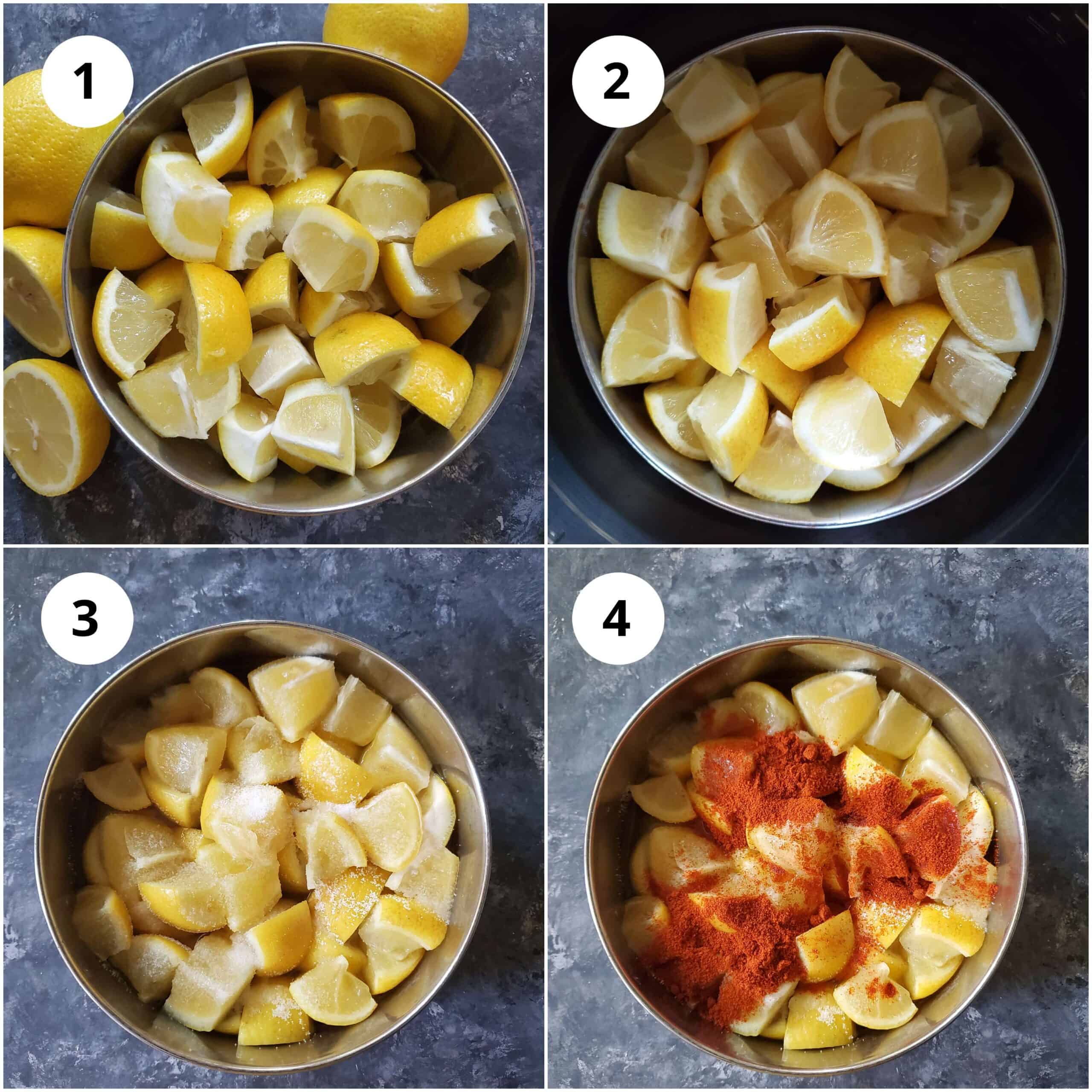 Step by Steps pics of making Instant Lemon pickle in electric pressure cooker