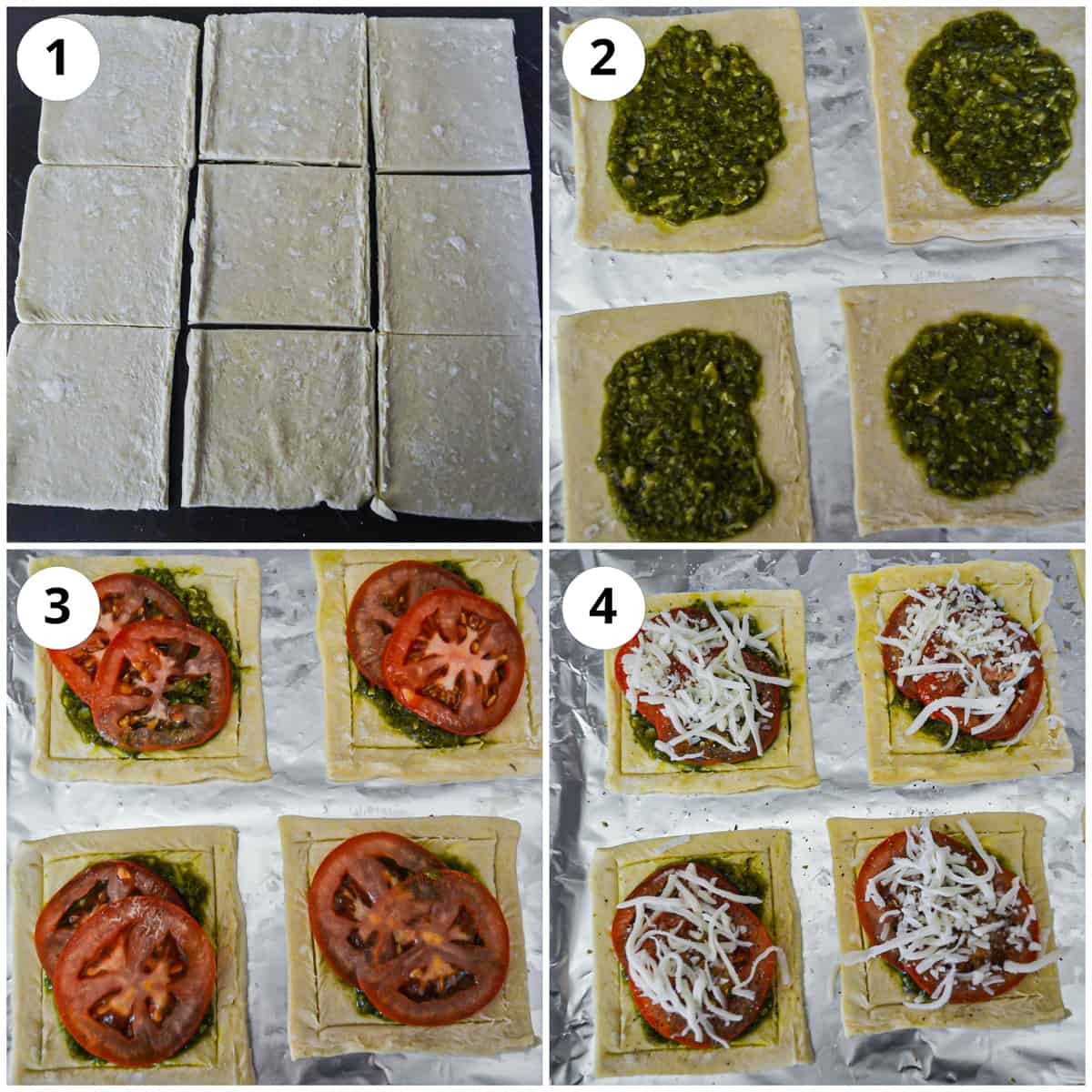 step by step photos to show how to make the puff pastry tarts