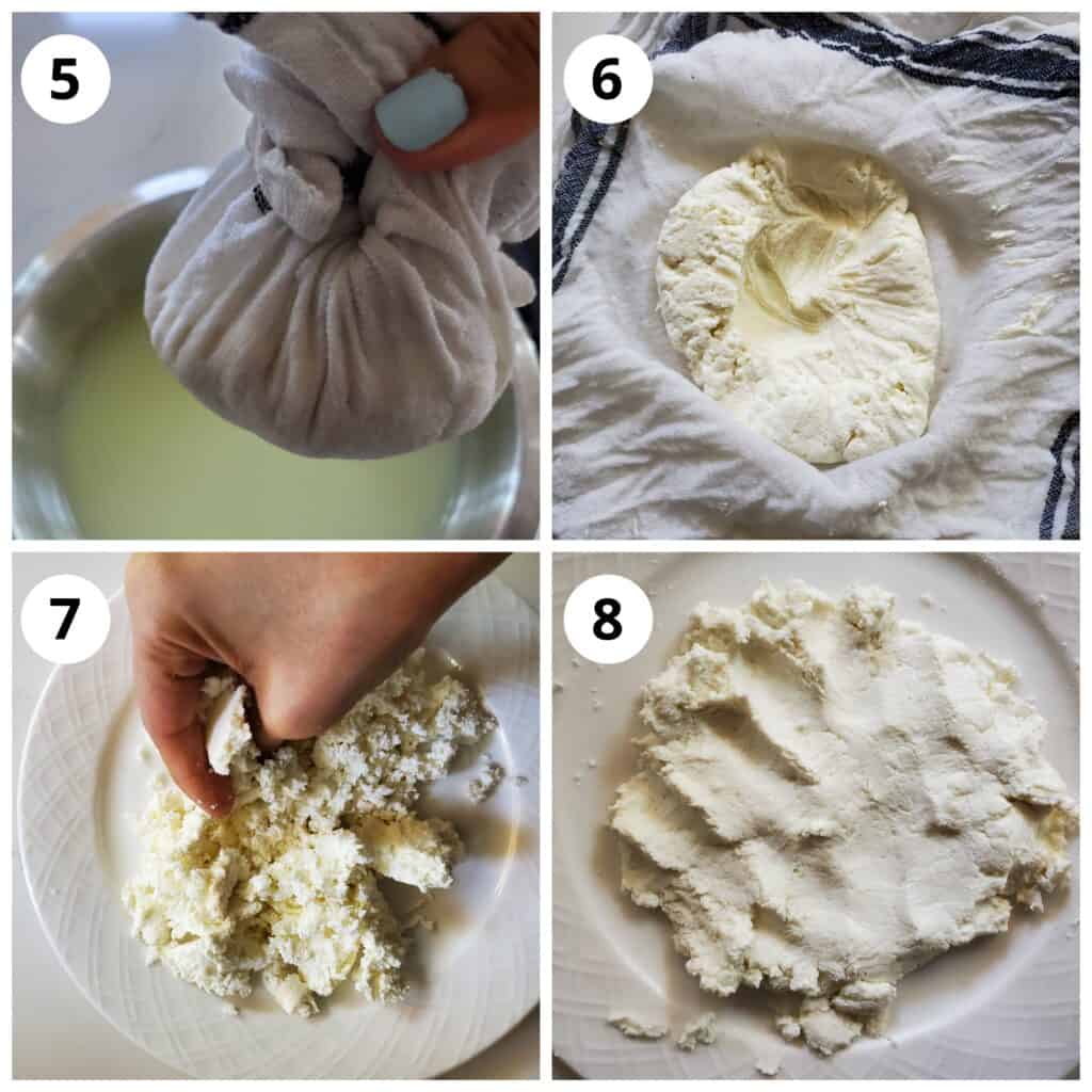 Steps for making paneer and kneading it to be smooth