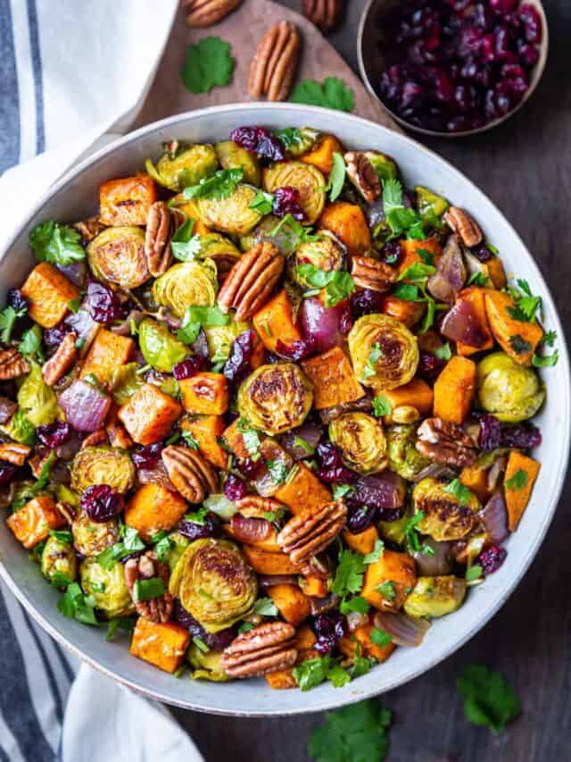 Roasted Brussels Sprouts and Sweet Potatoes Recipe