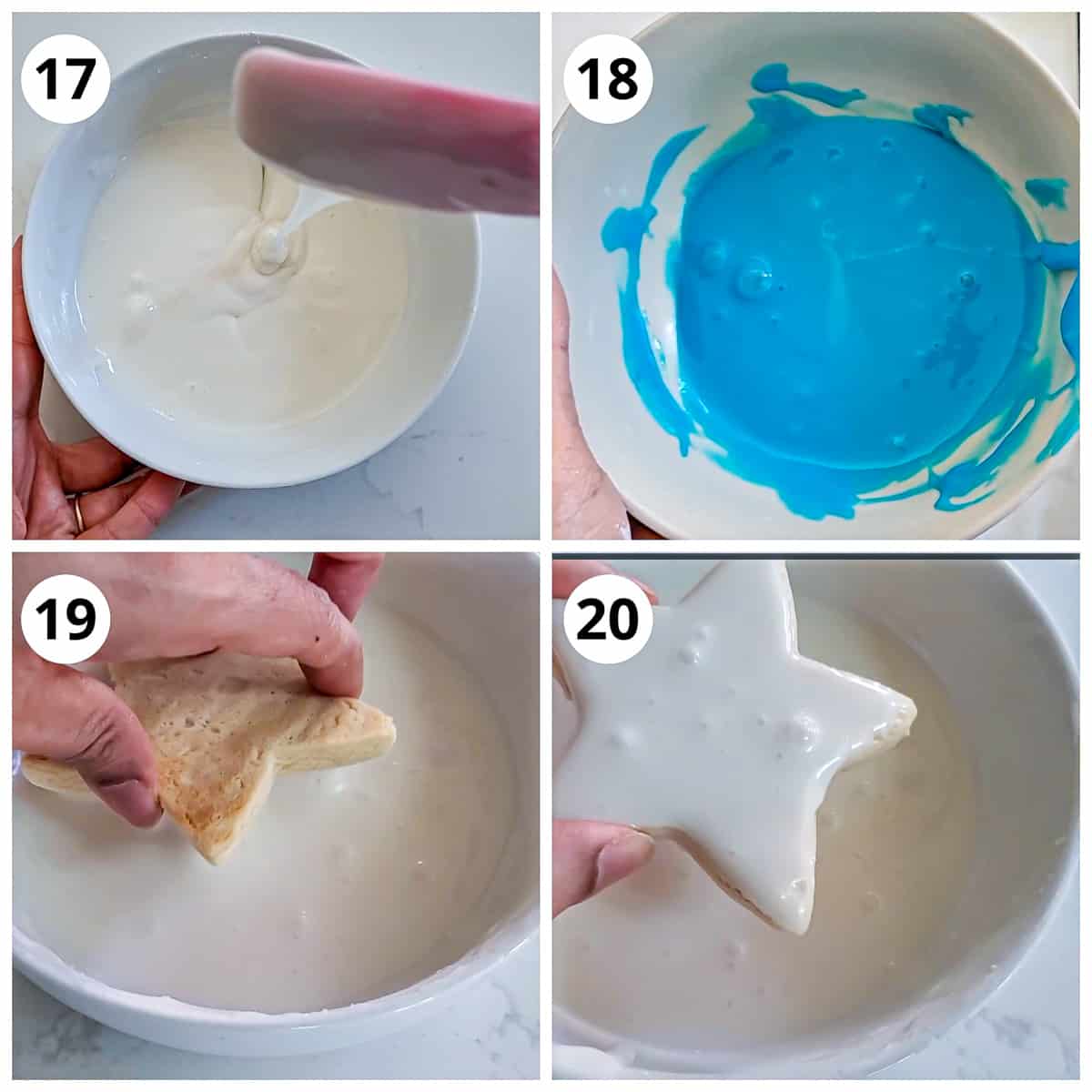 steps for making the frosting and frosting cookies