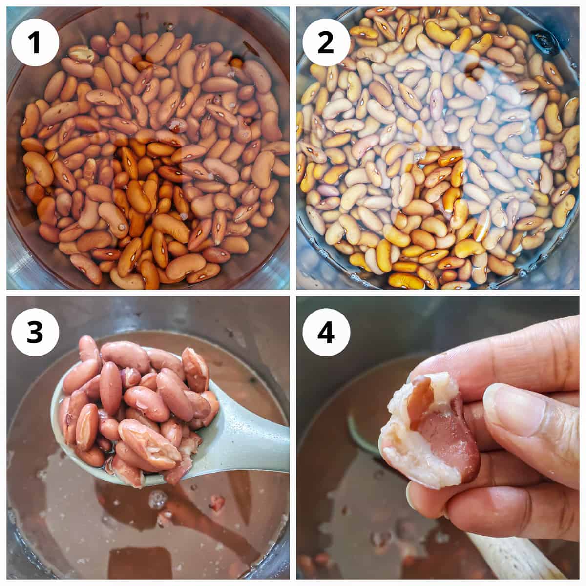 steps for soaking and cooking the rajma (kidney beans) until soft. 