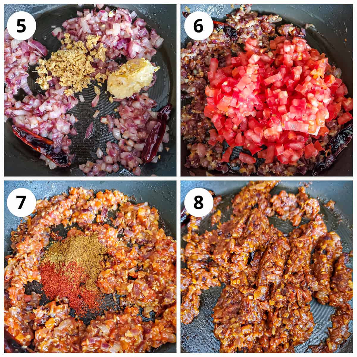 Steps for making tadka (tempering) for sarson ka Saag