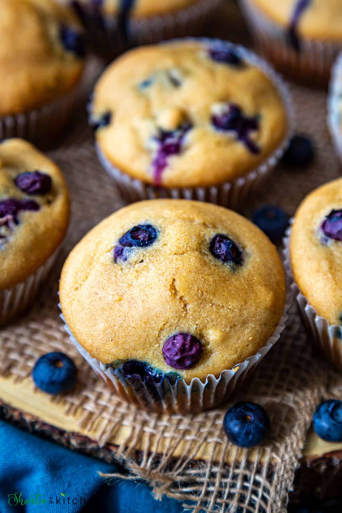 Close up shot of blueberry muffin