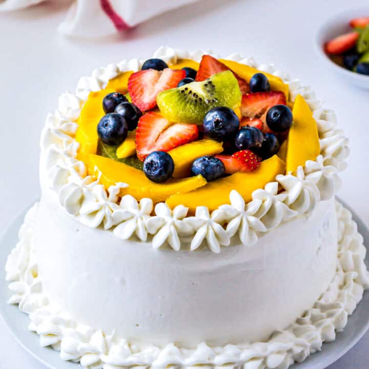 Vanilla Sponge Cake with Whipped Cream and Fruits - Shweta in the Kitchen