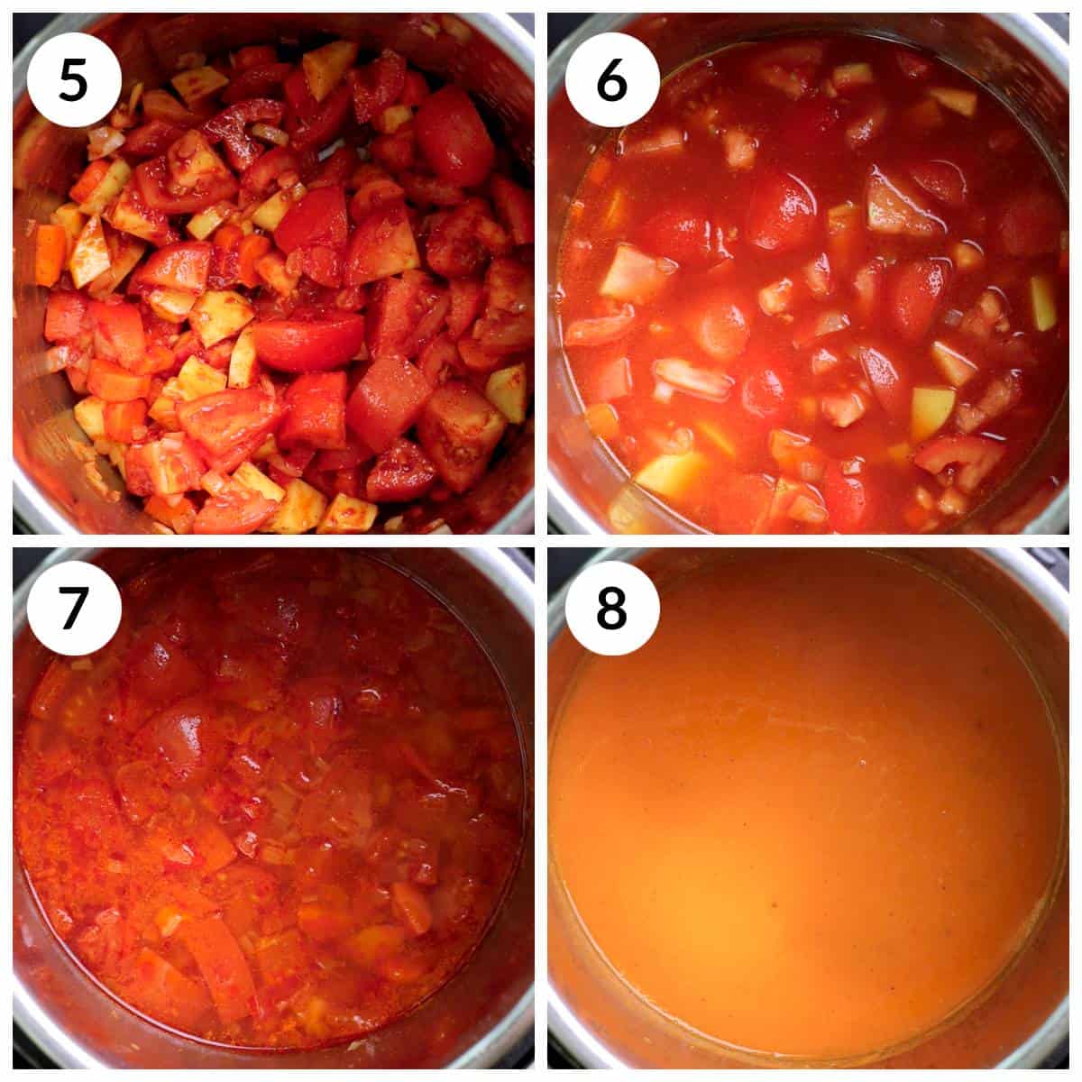 Steps for cooking the Creamy Vegan Tomato Soup in Instant Pot and blending it smooth
