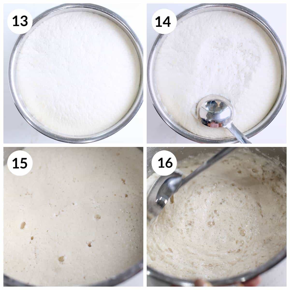Steps showing Fermentation of idli batter using rice and idli rava