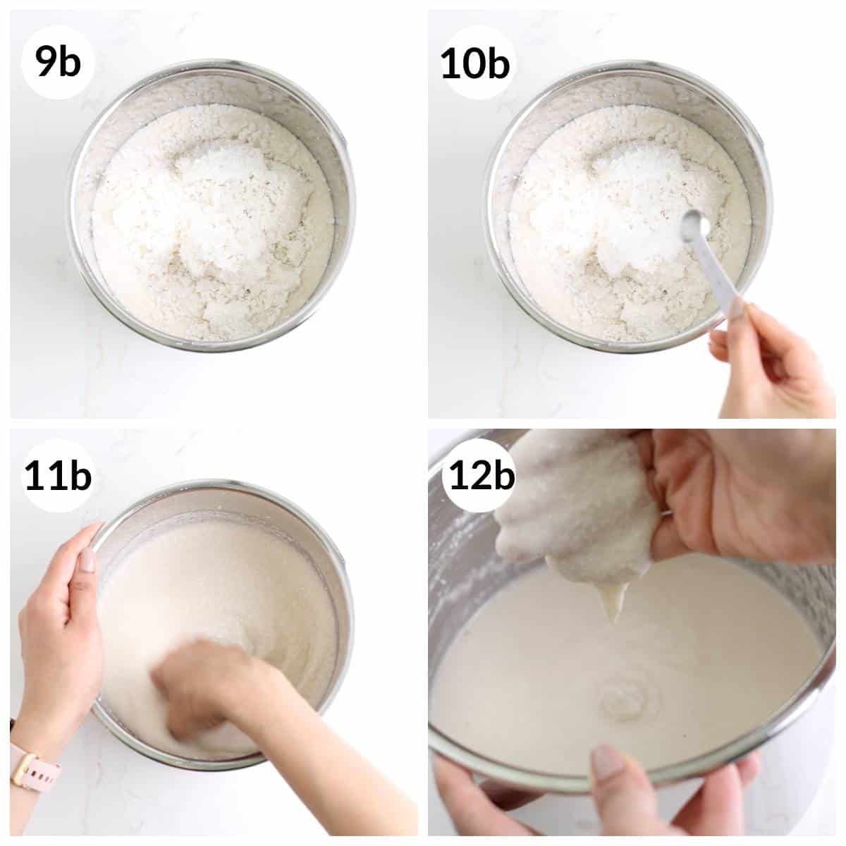 Steps for mixing idly batter made with idli rava