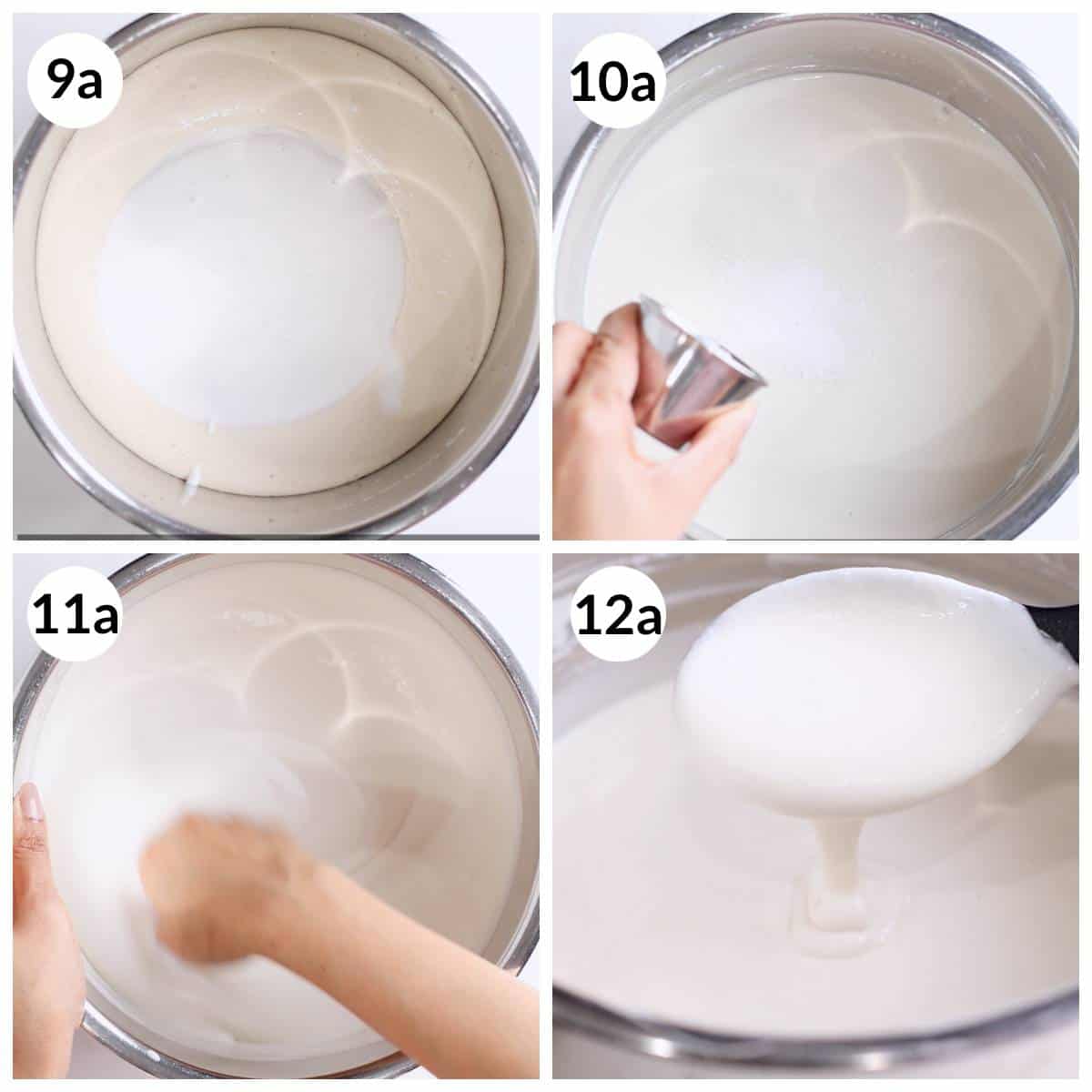 Steps for mixing idli batter made with rice