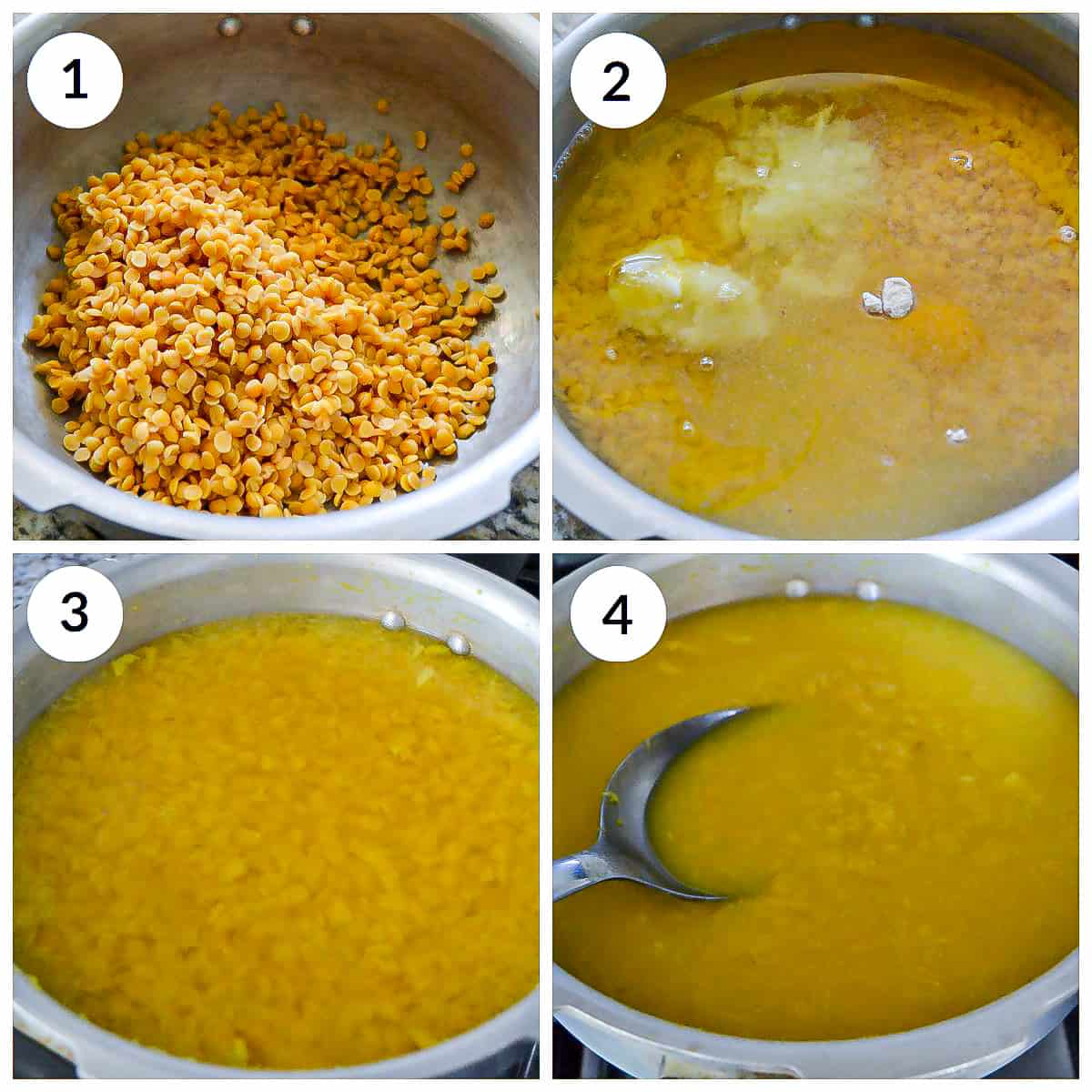 Steps for pressure cooking toor dal for sambar