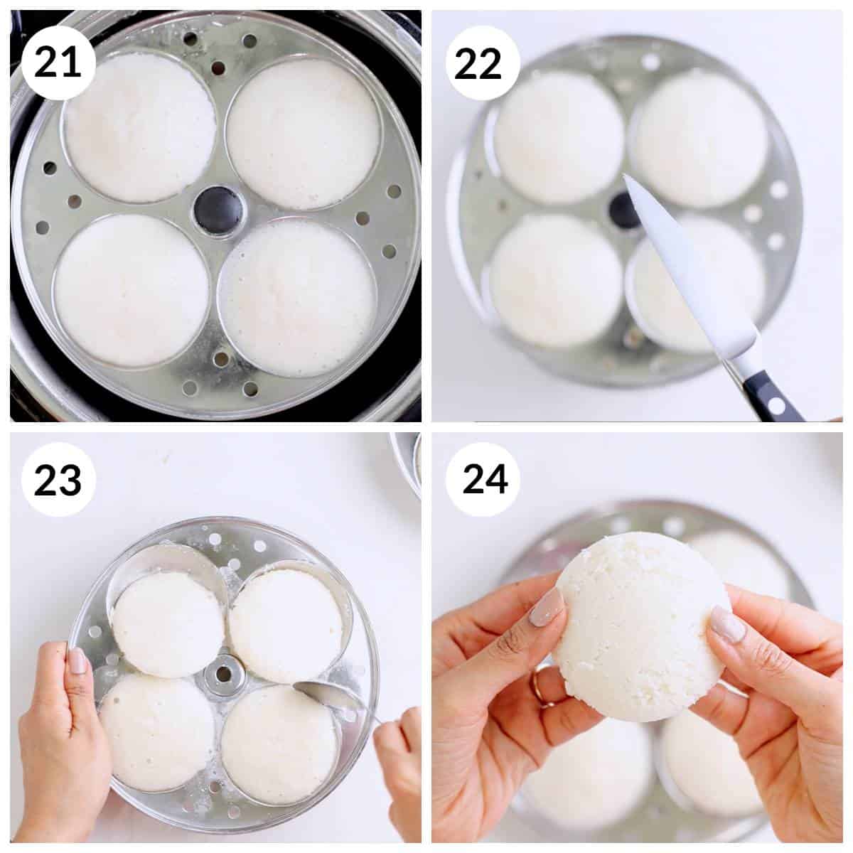 Steps for removing idli from idly mold