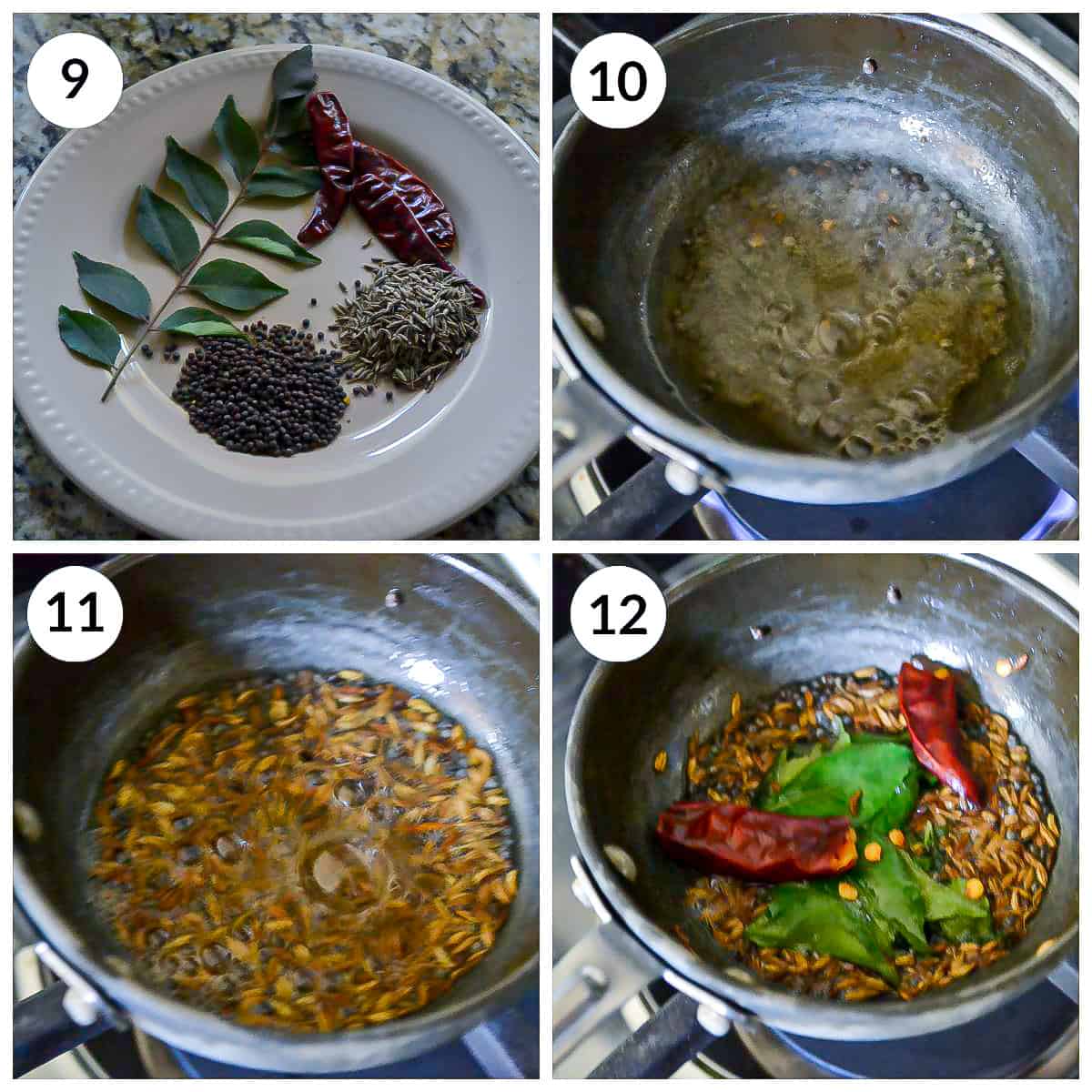 Steps for making tempering for sambar