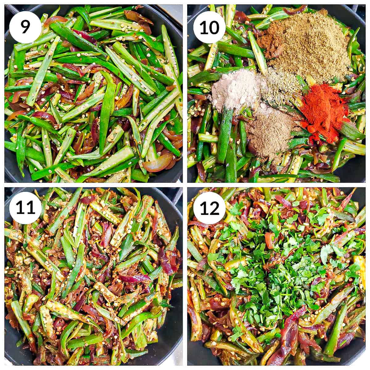 Steps for cooking bhindi with spices and herbs to make bhindi do pyaza