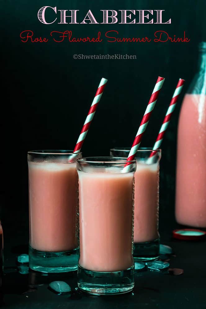 3 glasses full of chabeel (kachi lassi) with a red and white stripped straws