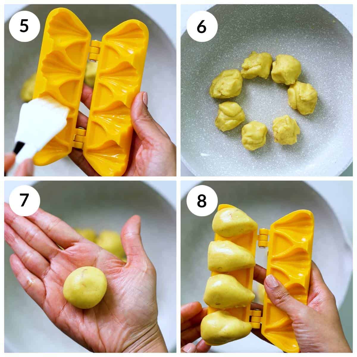 Steps for prepping for Mawa Modak shaping