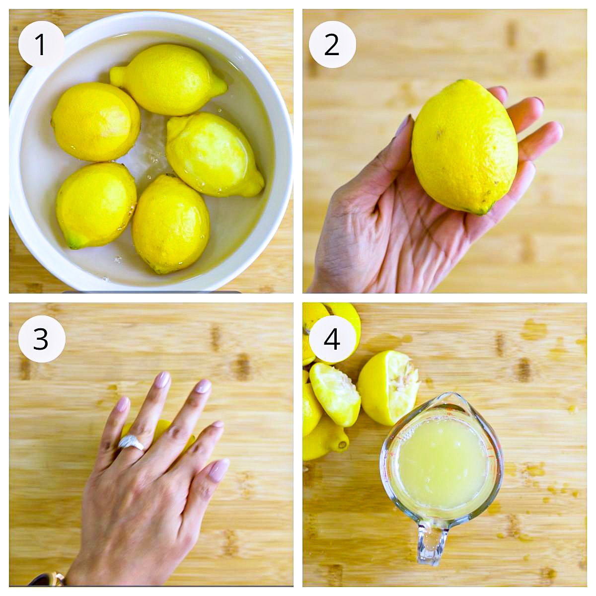Steps showing 3 ways to get more juice out of a lemon