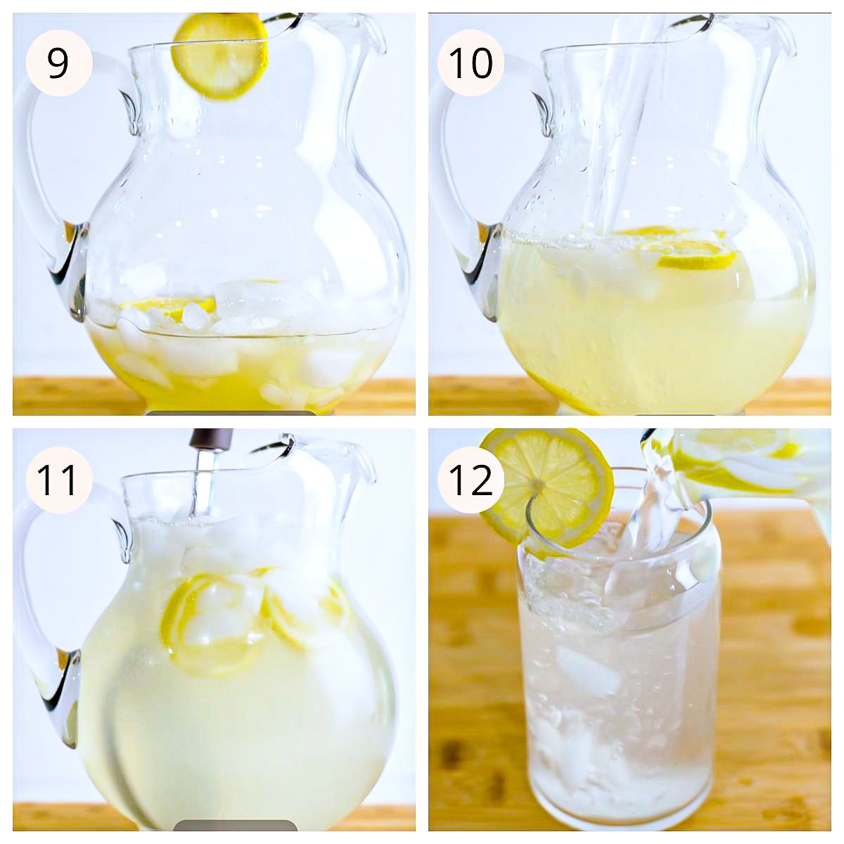 steps for making fresh squeezed lemonade in a pitcher