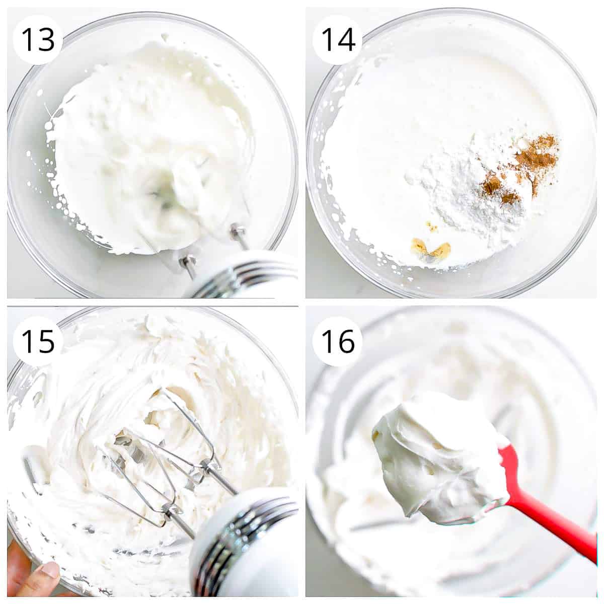 steps for making Pumpkin Pie spiced whipped cream frosting