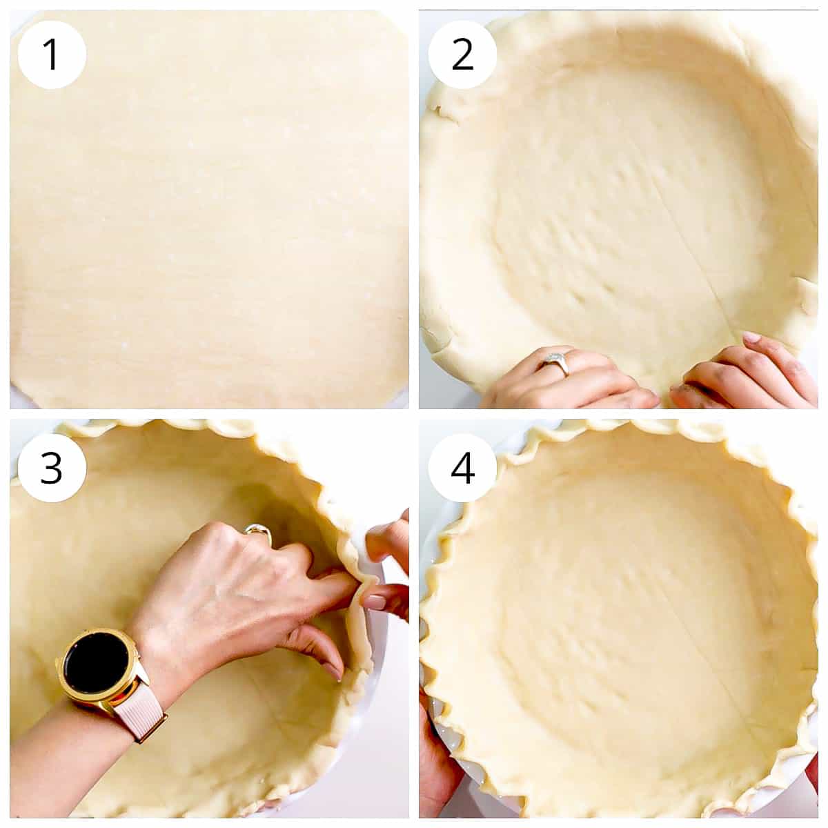 Steps for preparing the store bought pie crust.
