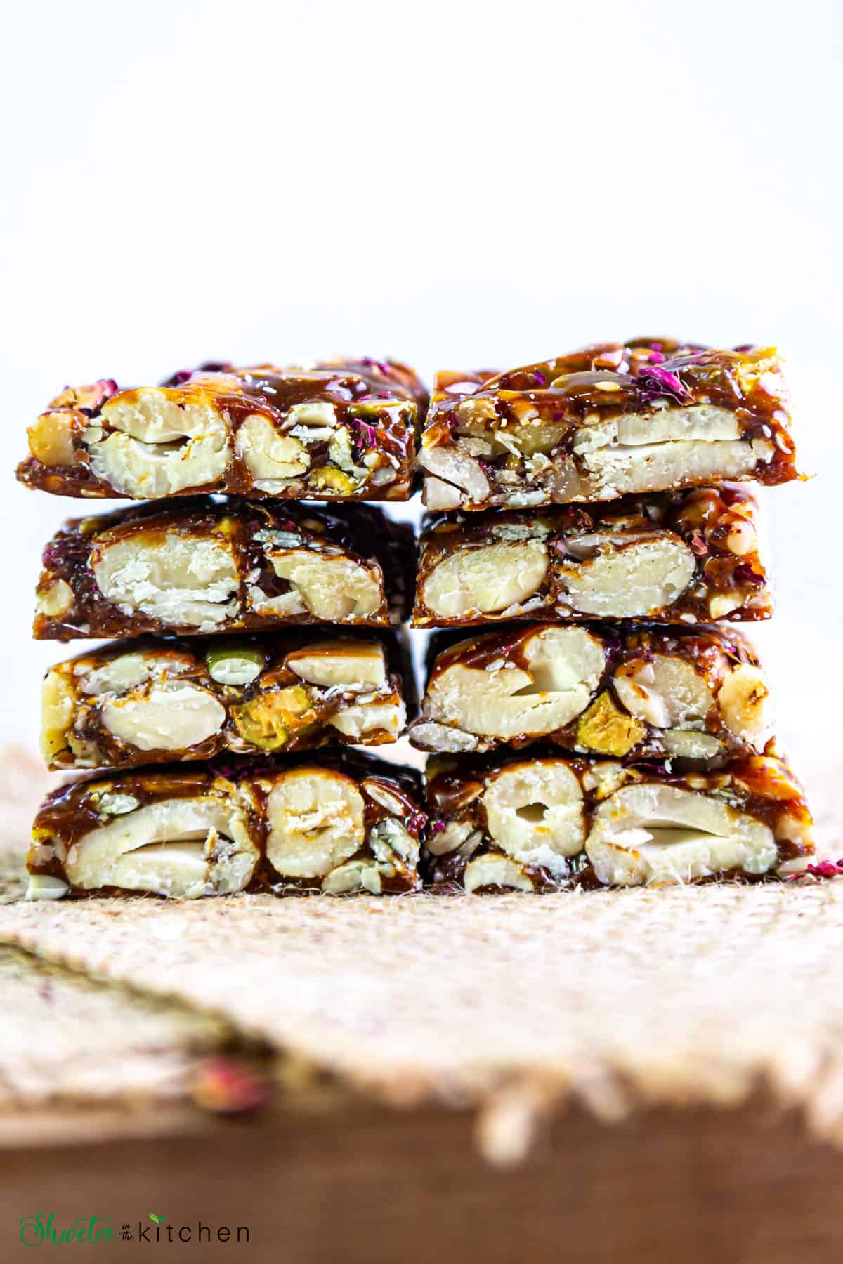 Cut sectional view of dry fruit chikki