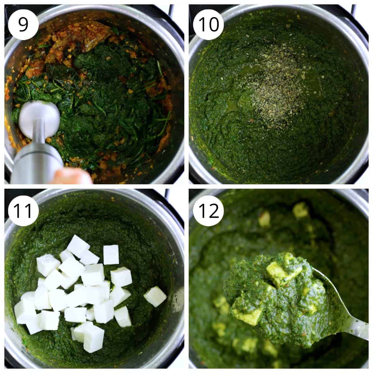 steps to add paneer to Instant Pot palak paneer