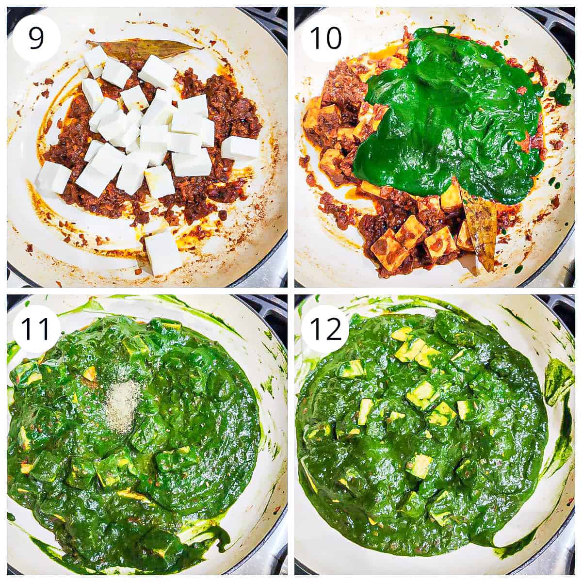 Steps for making Palak paneer on Stovetop