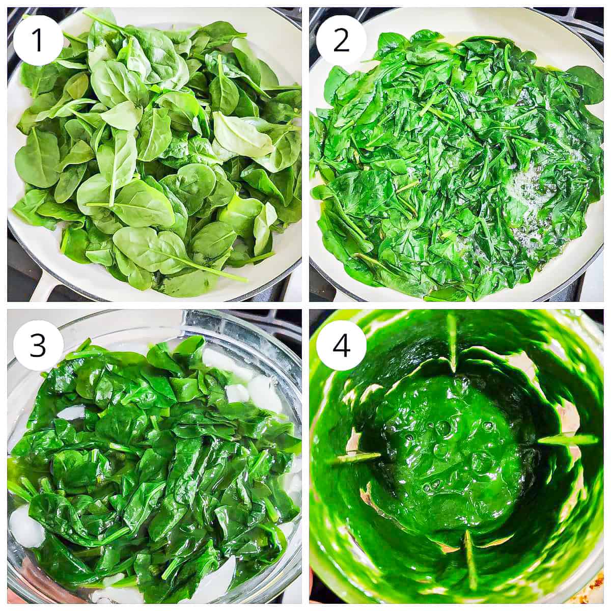 Making Spinach Puree for palak paneer