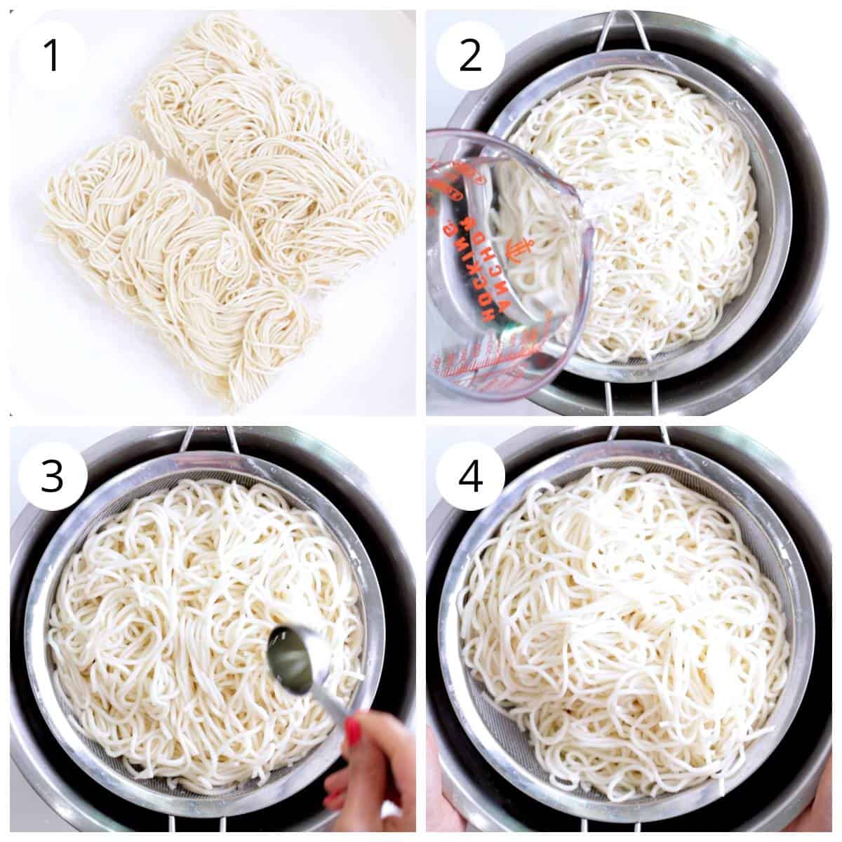 Steps for cooking the noodles by boiling