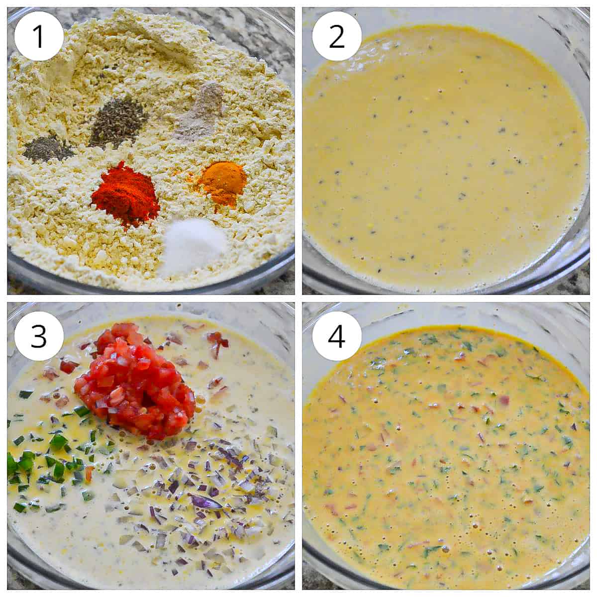 Steps to make besan chilla batter