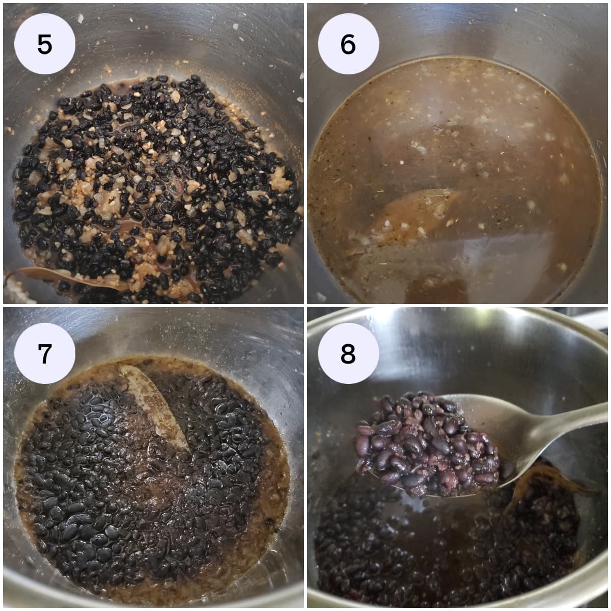 Steps for pressure cooking black beans in Instant Pot